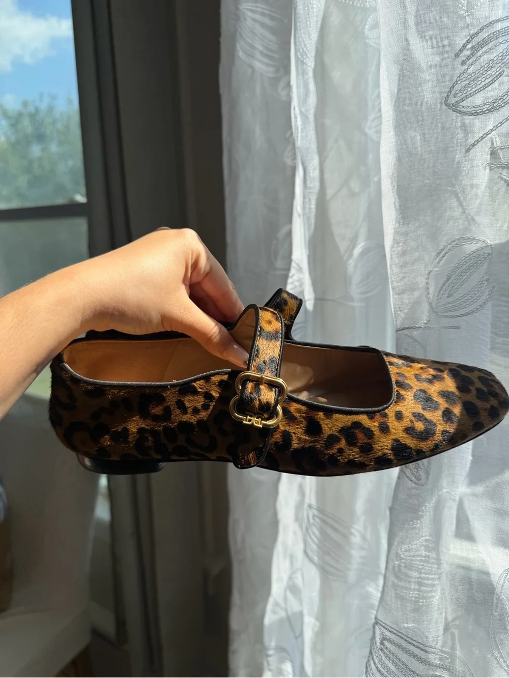 Sam Edelman Leopard Print Mary Jane Flats - Brown/Black
